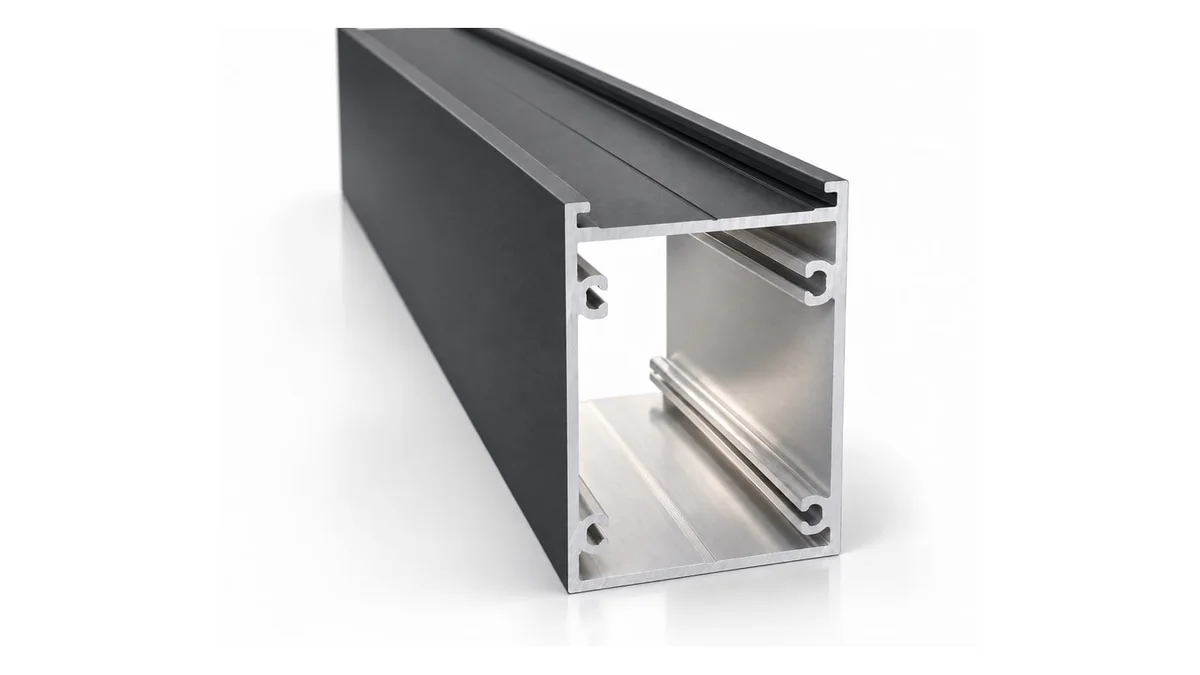 Anthrazitfarbenes Aluminium-Sparrenträgerprofil VISION in Perspektivansicht